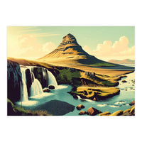 Vintage Iceland, Kirkjufell Mountain Poster (Print Only)
