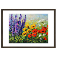 Radiant Summer Wildflower Meadow Oil Painting