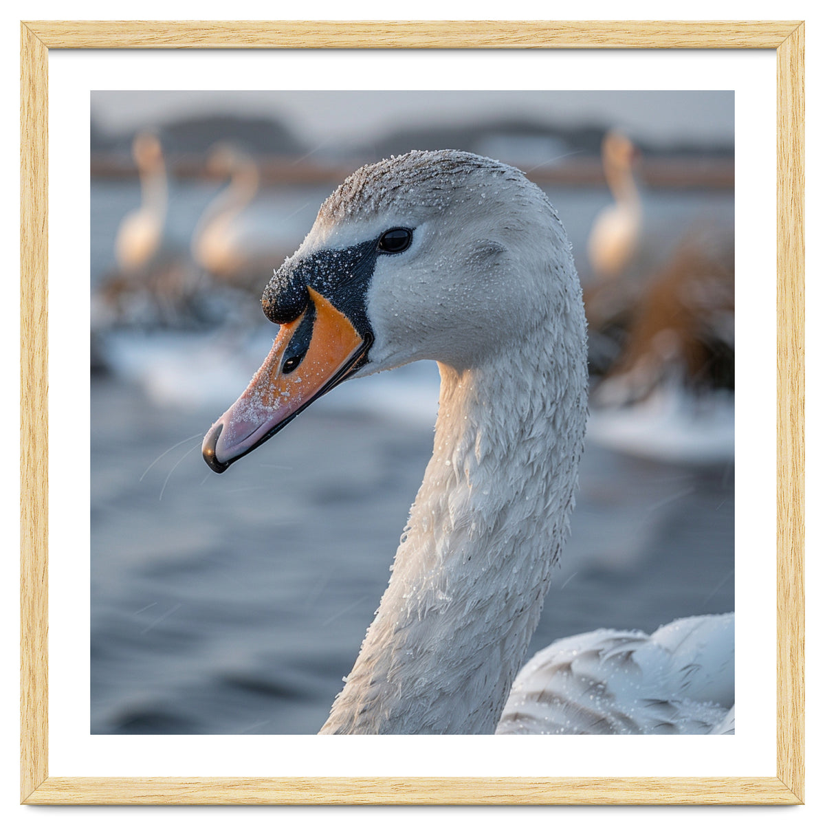 Majestic Swan Portrait In Snowy Waters