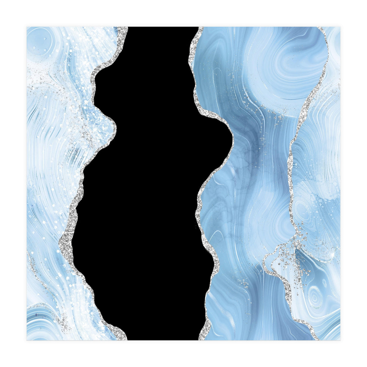 Blue & Silver Agate Glitter Texture 02 (Print Only)