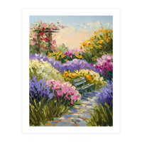 Serene Summer Garden Path Oil Painting (Print Only)