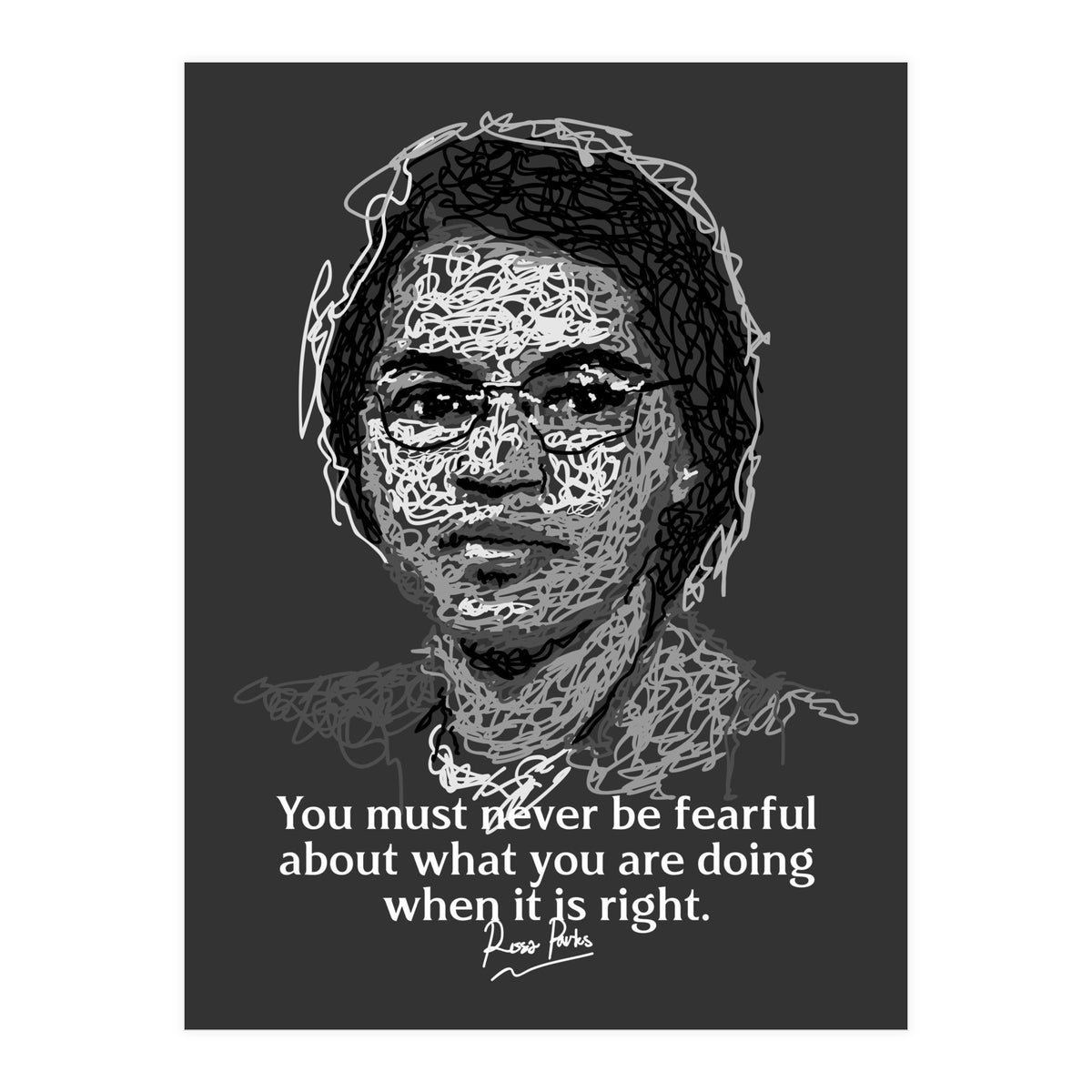 Rosa Parks  American Activist Legend in Scribble Art (Print Only)