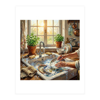 Cozy Kitchen Oil Painting (Print Only)