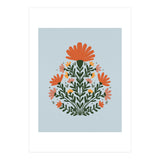 Symmetrical floral bouquet - orange and green (Print Only) thumbnail