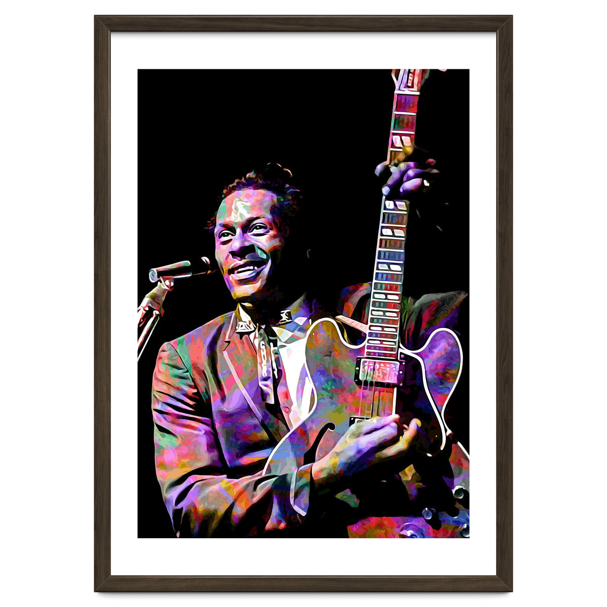 Chuck Berry Rock and Roll Guitarist Colorful