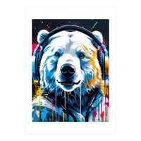 Polar Bear In Headphones, Graffiti (Print Only)