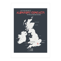 UK & Ireland Map of Alien First Contacts in Movies (Print Only)