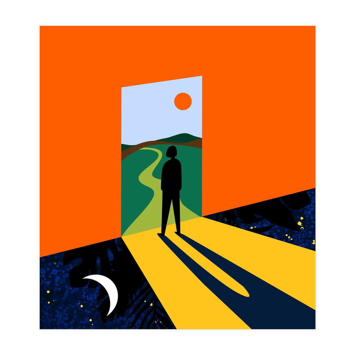 The Path Ahead, Abstract Concept Positivity Growth Mindset People, Eclectic Inspire Bohemian Contemporary Modern Pop Art (Print Only)