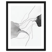 Abstract Black And White Flowing Lines And Shapes On White Background