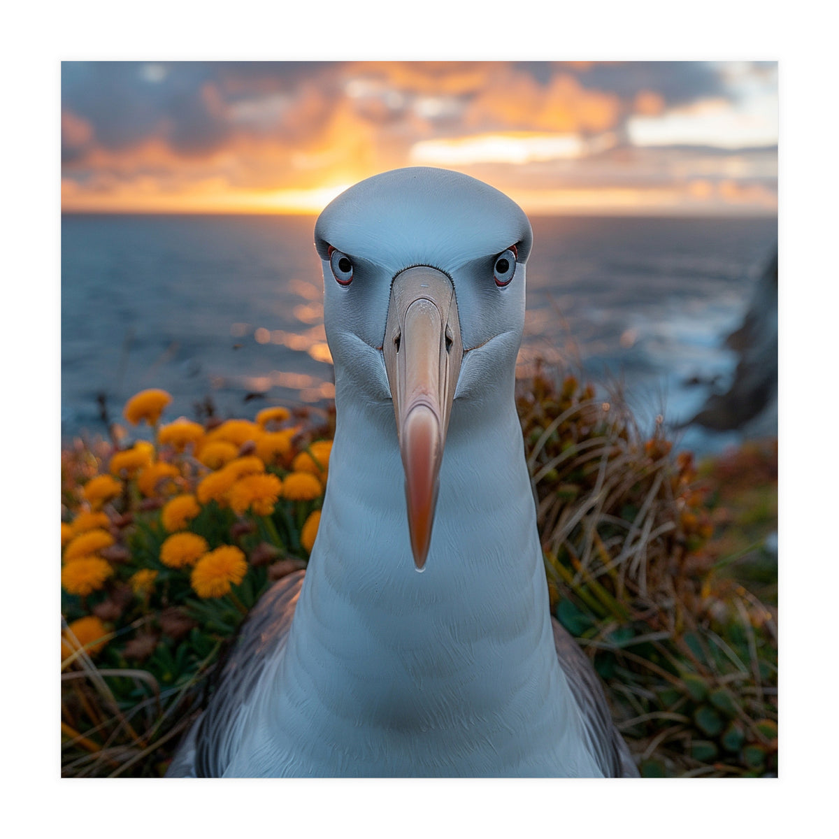 Albatross Bird With Intense Gaze By The Sea (Print Only)