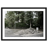 Piled-up rocks under construction on the street thumbnail