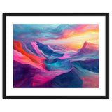 Vibrant Abstract Mountain Landscape at Sunset thumbnail