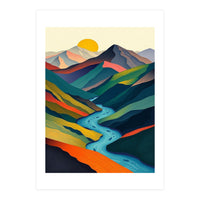 Minimalist Mountain River Landscape (Print Only)