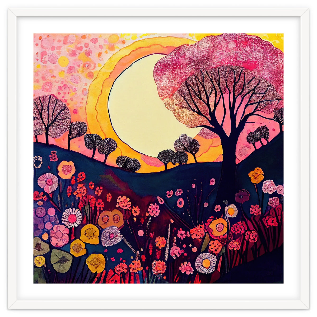 Folk Sunset Over Floral Hills