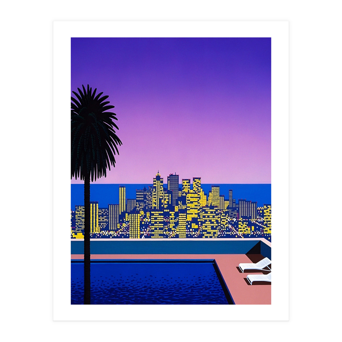 Hiroshi Nagai - City Pop At Night, Swimming Pool (Print Only)
