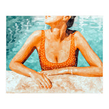 Mi Bebida Por Favor | Modern Bohemian Woman Summer Swim | Swimming Pool Watercolor Fashion Painting (Print Only) thumbnail