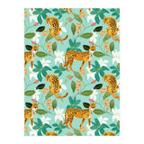 Cheetah Jungle, Wildlife Nature Wild Cats Tigers Leopard Botanical Animals Mint Quirky Illustration (Print Only) thumbnail