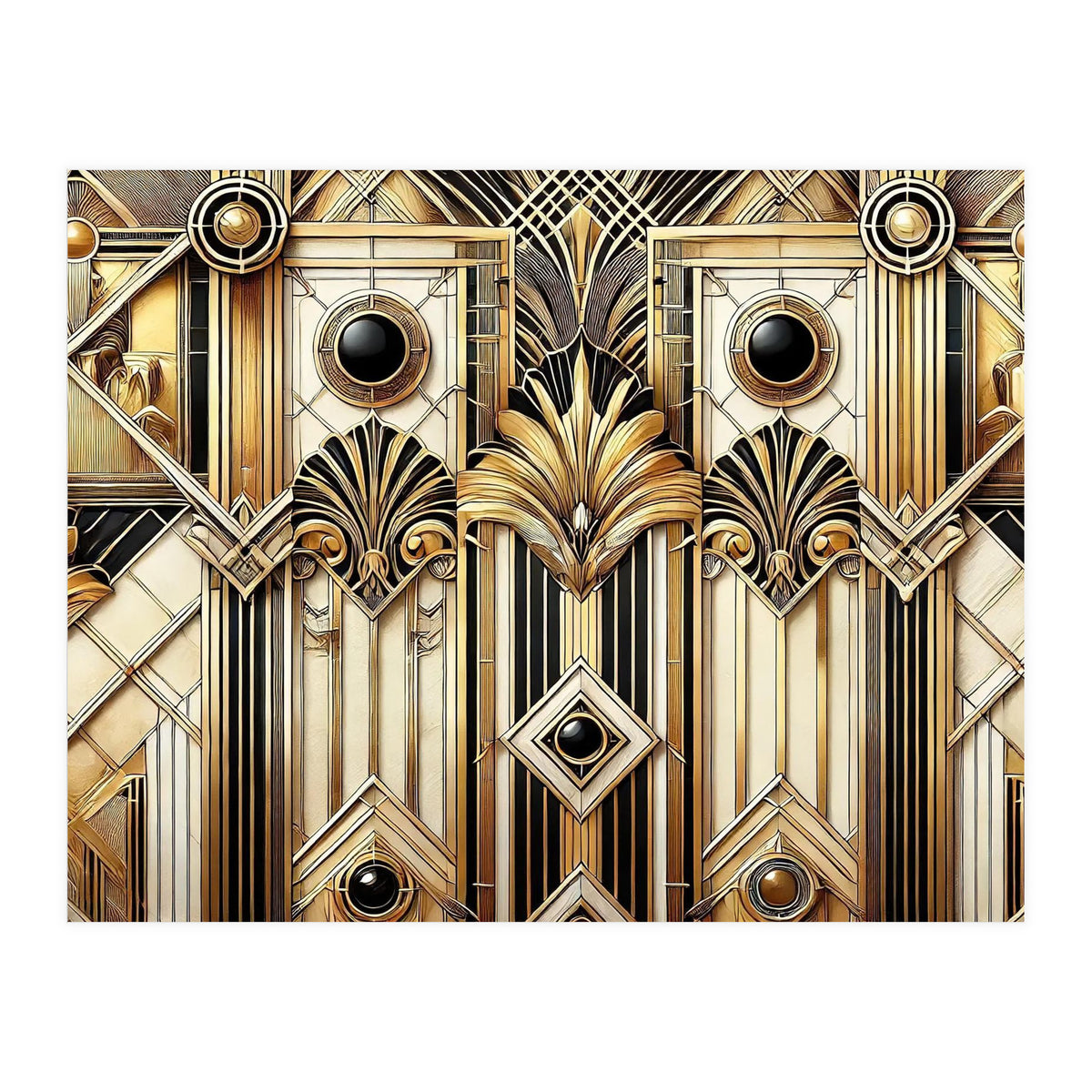 Art Deco Gold Geometric Pattern (Print Only)