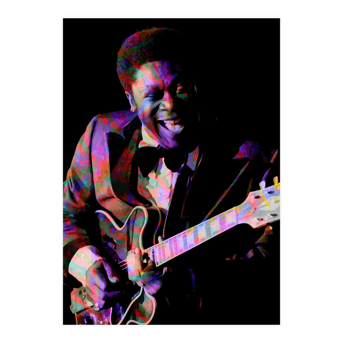 BB King. King Blues Guitarist. Blues Musician Legend Colorful (Print Only)