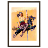 Pinup Sexy Girl Riding A Wooden Horse thumbnail