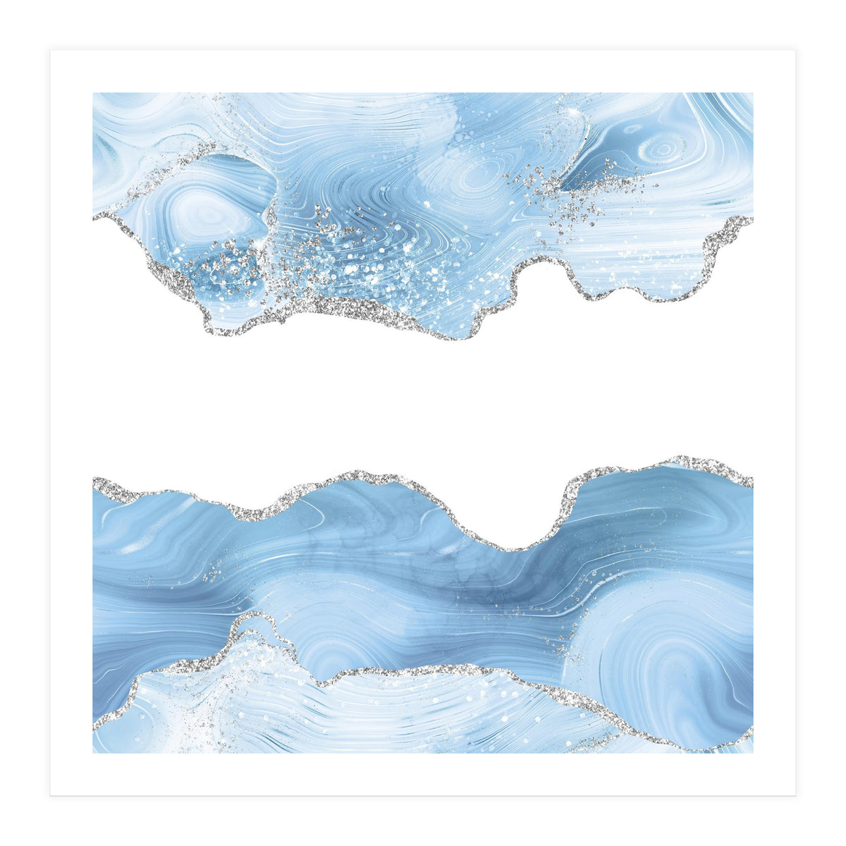 Blue & Silver Agate Glitter Texture 07  (Print Only)