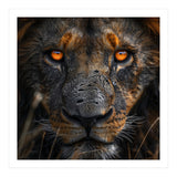 Majestic Lion Face Intense Orange Eyes Close Up (Print Only) thumbnail