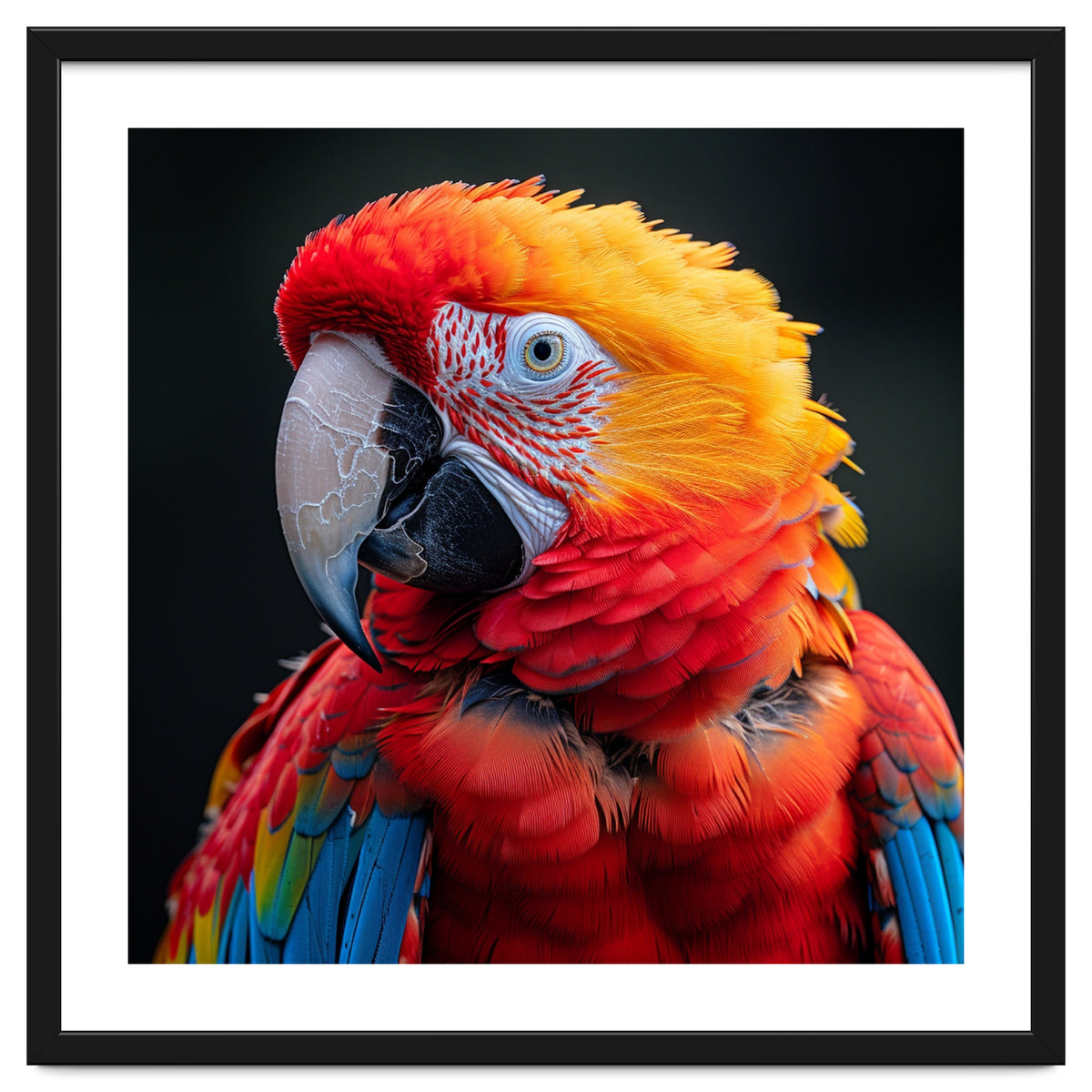 Scarlet Macaw Parrot Portrait Vivid Colors