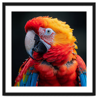Scarlet Macaw Parrot Portrait Vivid Colors