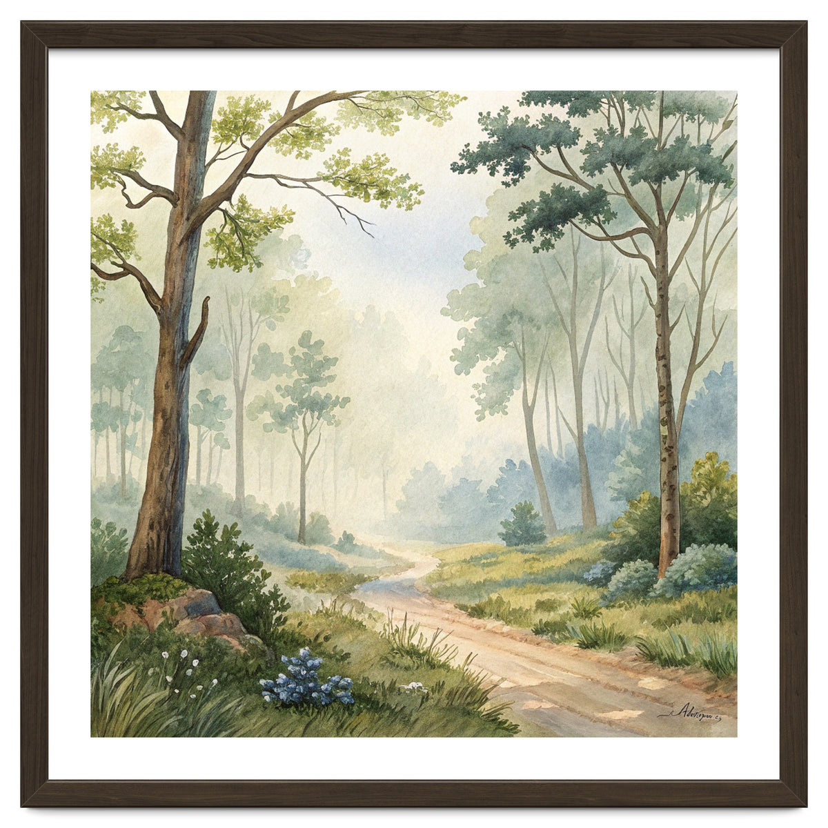 Atmospheric Forest Watercolor Painting