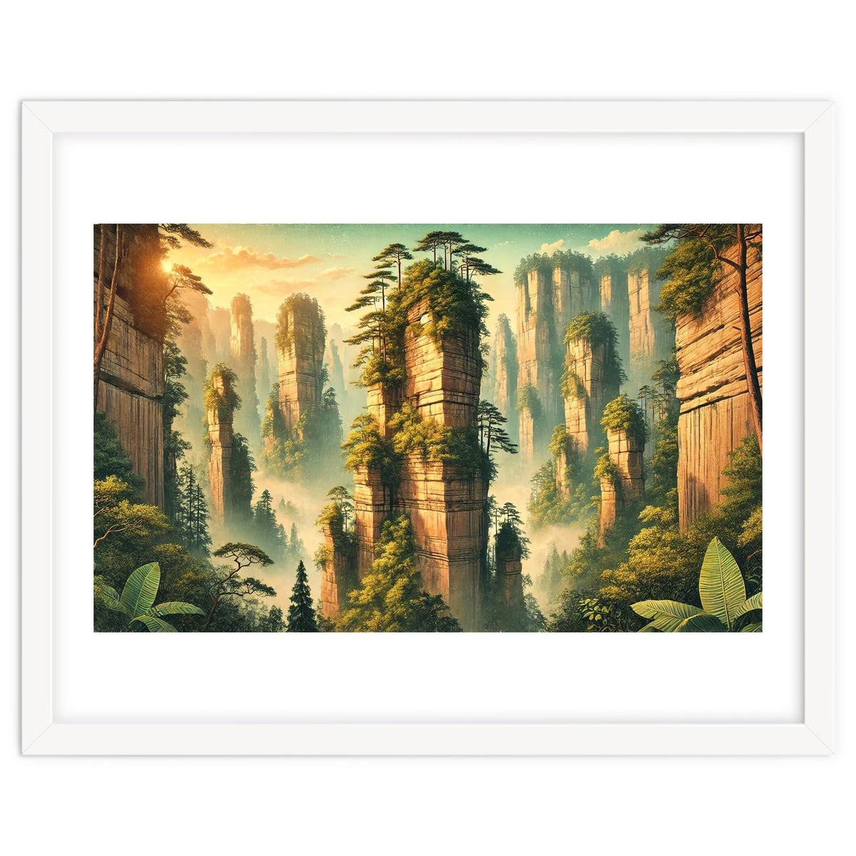 Vintage China, Zhangjiajie Stone Pillars Poster