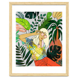 Spring Break, Tropical Bohemian Travel Line Art, Woman Fashion Palm Forest Jungle Watercolor Nature thumbnail