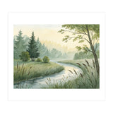 Misty Morning Riverbank: A Woodland Sanctuary (Print Only) thumbnail