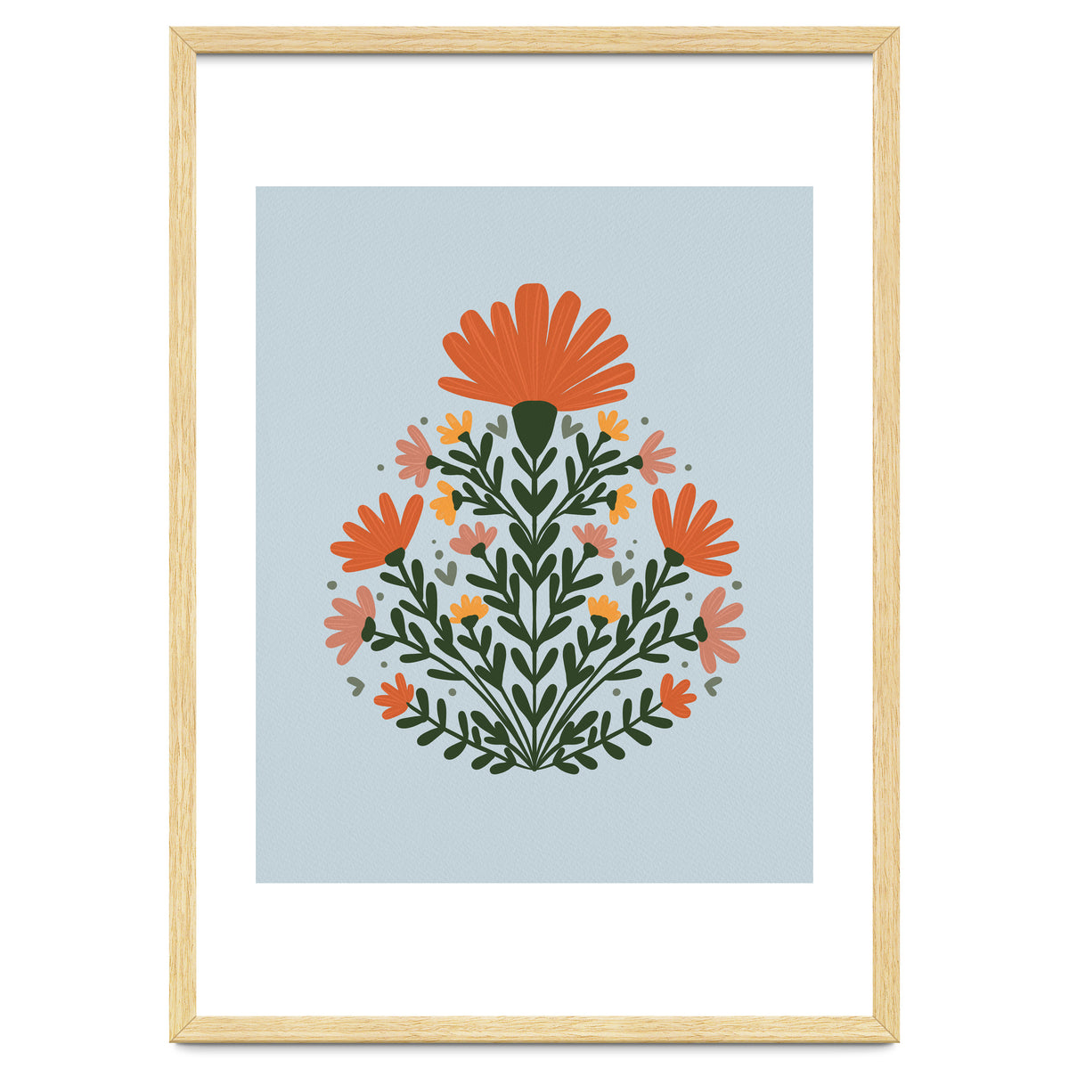 Symmetrical floral bouquet - orange and green
