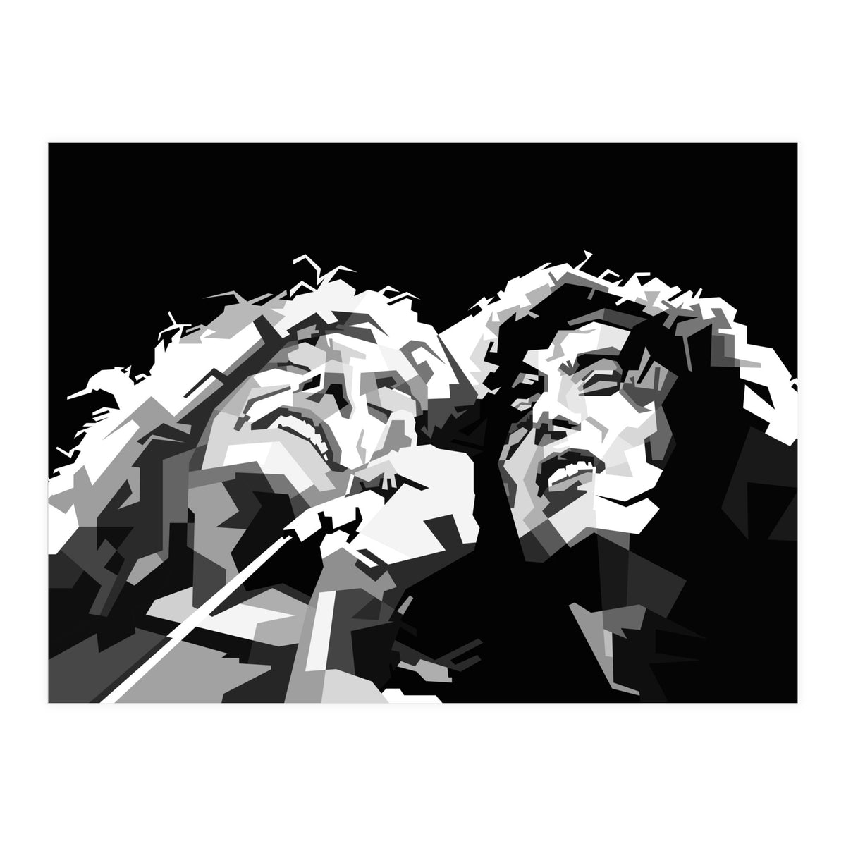 Robert Plant & Jimmy Page Black Illustration (Print Only)