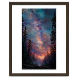Magical Milky Way Night Sky over Pine Forest Silhouette Art thumbnail