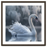 Majestic White Swan Gracefully Floating On Water