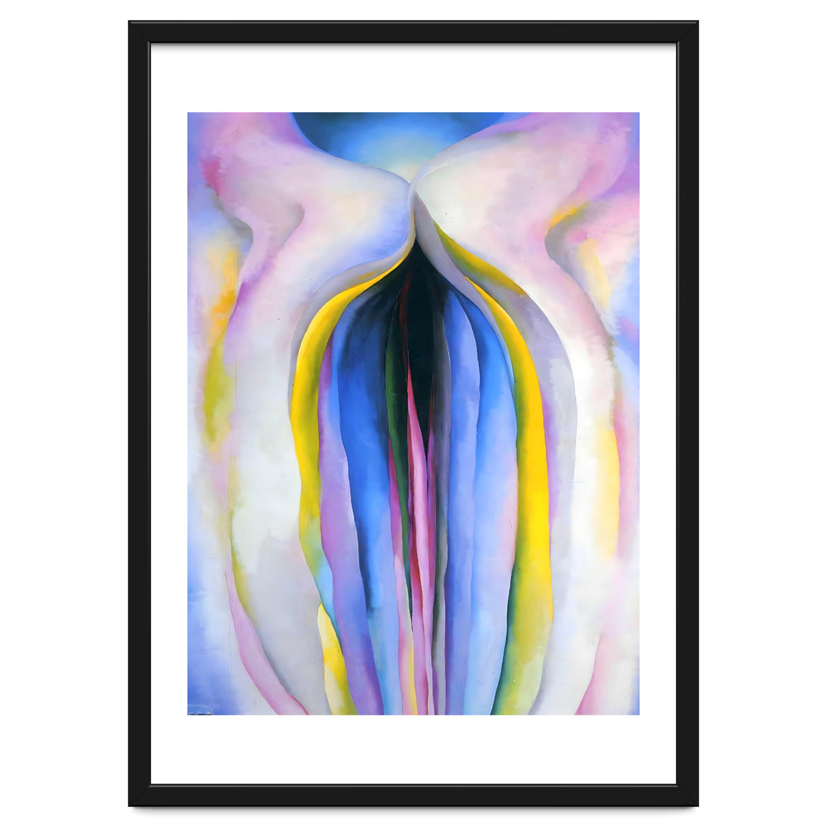 Georgia O’Keeffe – Grey Line with Black, Blue and Yellow (1923) | Elegant Abstract Modernist Composition with Bold Color Contrast