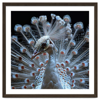 Albino Peacock Displaying White Feathers