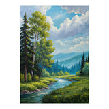 Serene Mountain River Landscape Oil Painting (Print Only) thumbnail