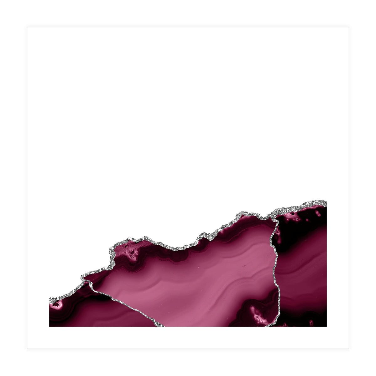 Burgundy & Silver Agate Texture 13  (Print Only)