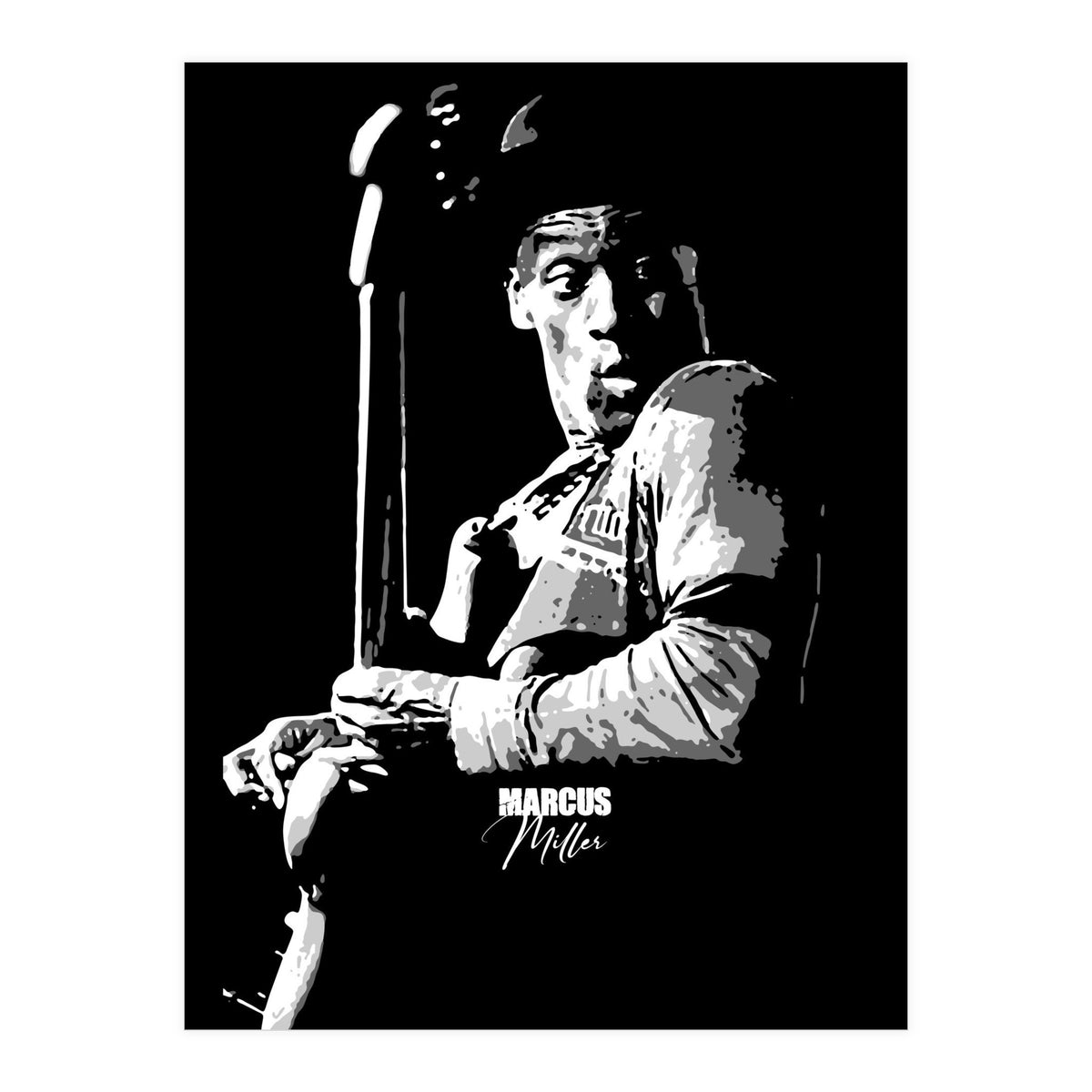 Marcus Miller American Music Legend in Grayscale (Print Only)