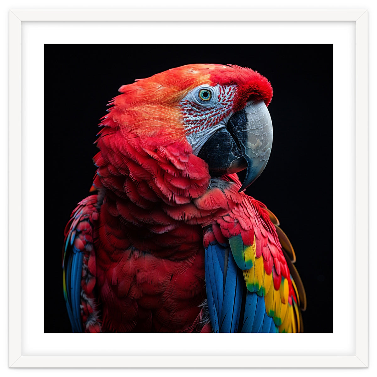Scarlet Macaw Parrot Close Up Portrait