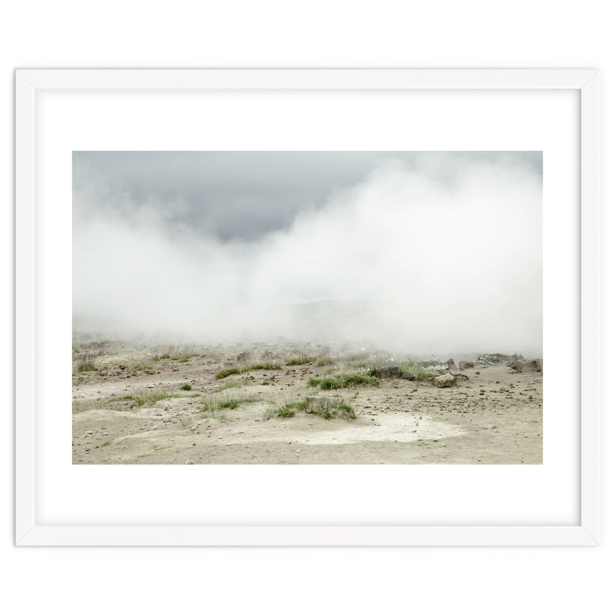 Landscape covered by hot spring steam - Iceland