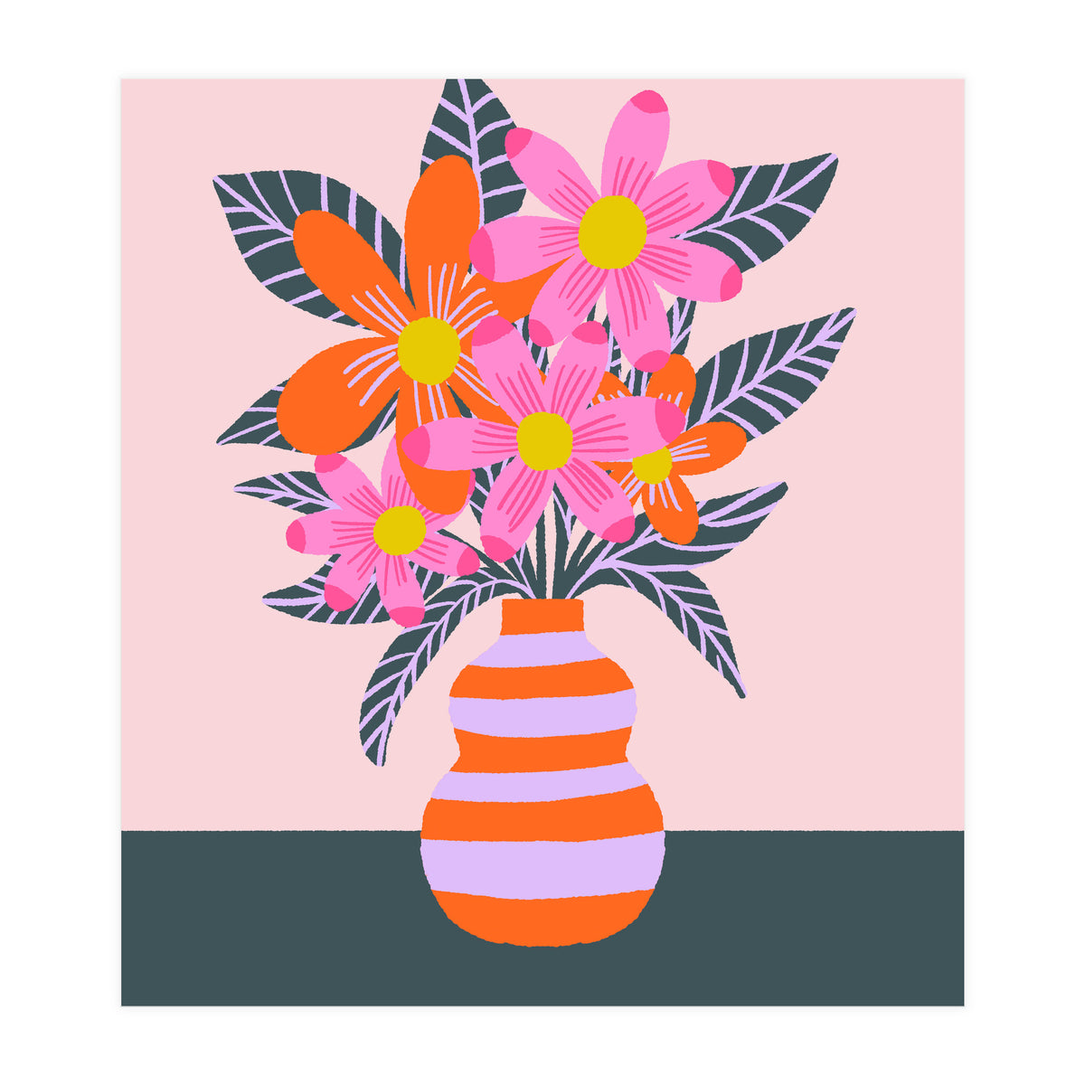 Colorful Flowers In a Vase (Print Only)