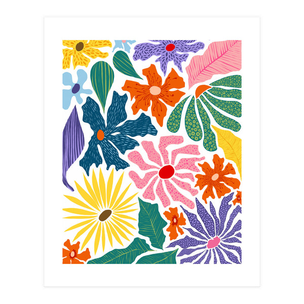 The Happy Garden, Botanical Nature Plants Vintage Illustration, Bohemian Eclectic Colorful Floral (Print Only)