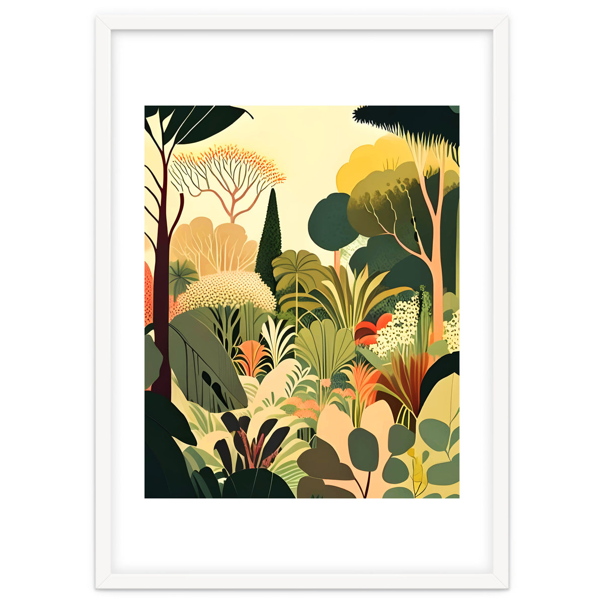 Pastel Garden, Botanical Nature Plants Jungle, Bohemian Eclectic Forest Illustration