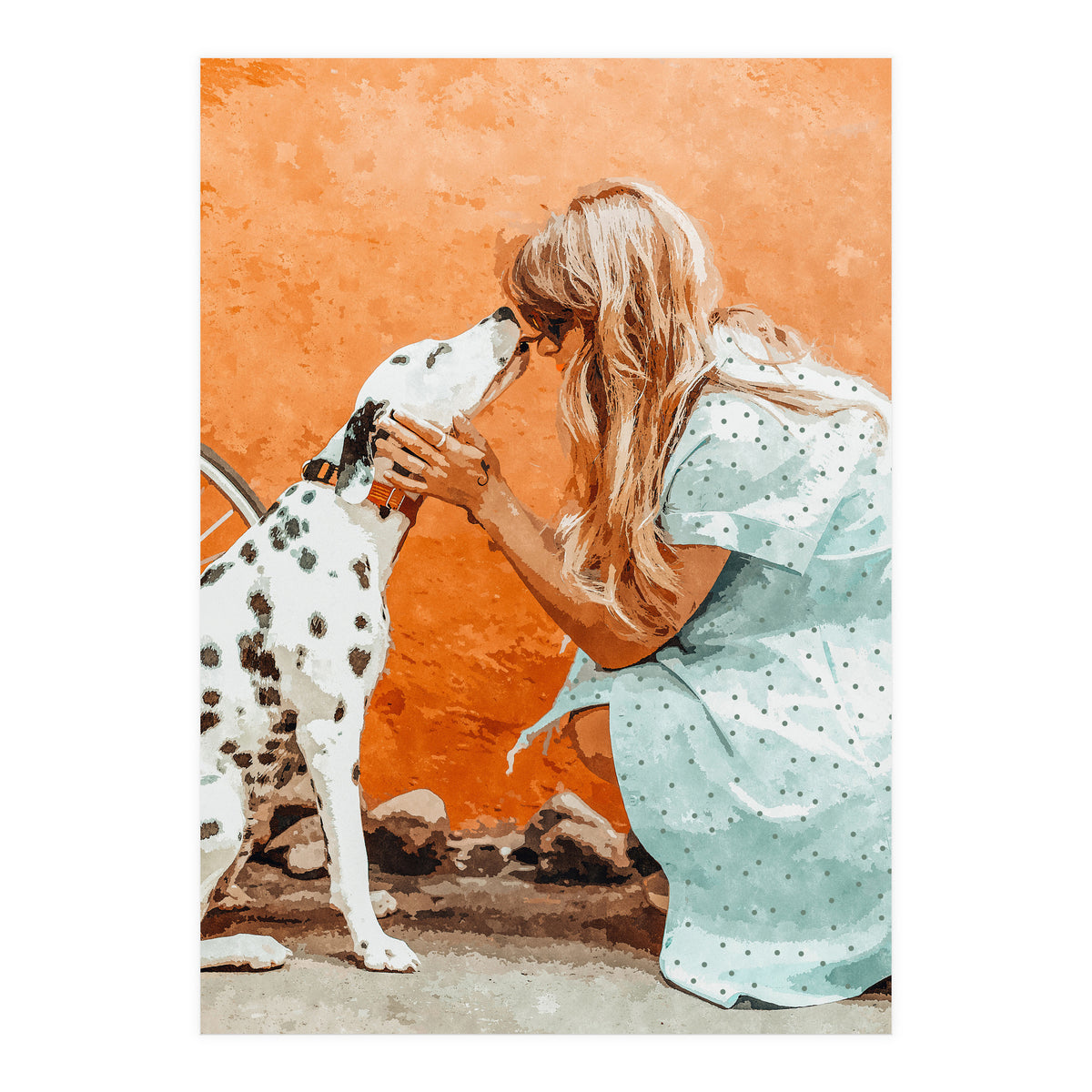 Pet Bound | Dalmatian Dog Lover Friendship Companion | Modern Bohemian Woman Puppy Animals Love (Print Only)