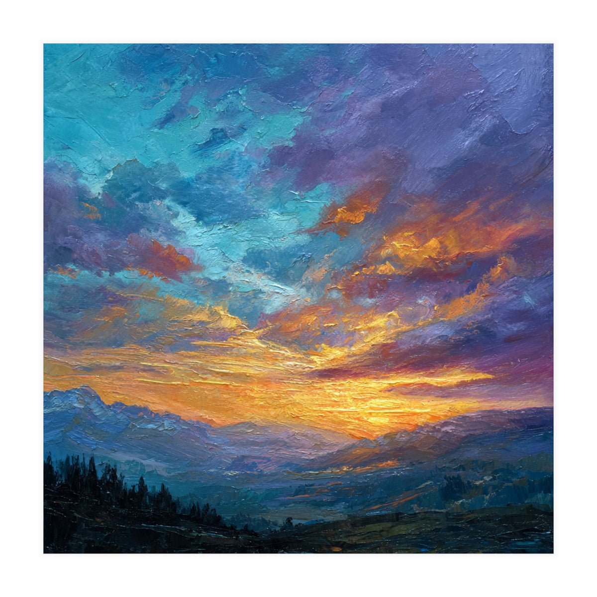 Ethereal Alpine Sunset Over Distant Peaks (Print Only)