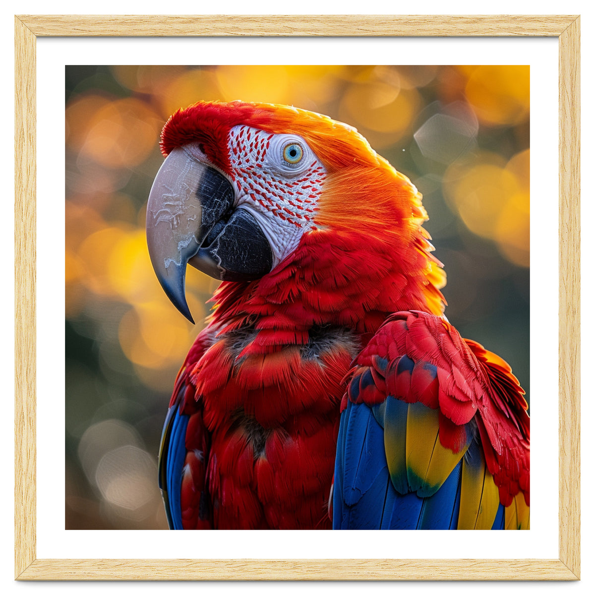 Scarlet Macaw Parrot Close Up Portrait