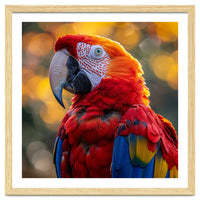 Scarlet Macaw Parrot Close Up Portrait